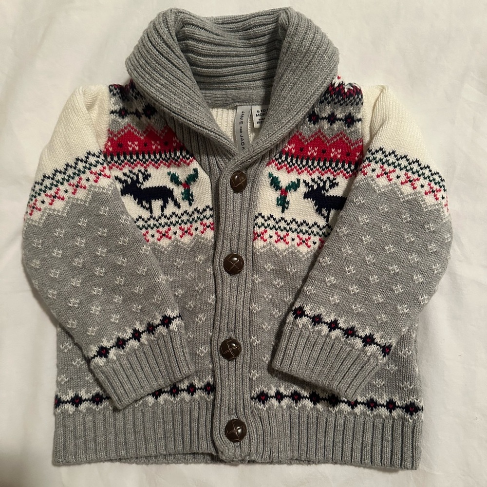 Janie and Jack Gray and White Sweater